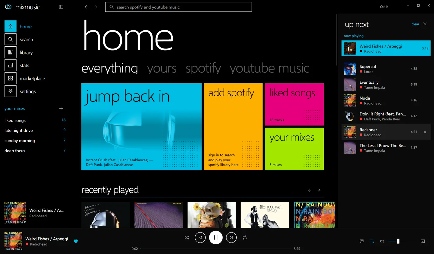 The home page in the Mix theme.